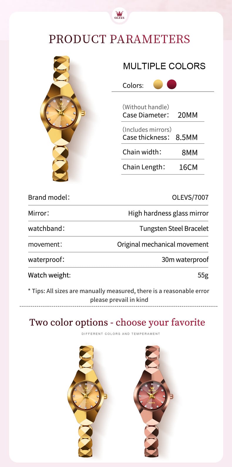 Picture of OLEVS 7007 Elegant Luxury Tungsten Steel Analoge Wrist Watch For Women