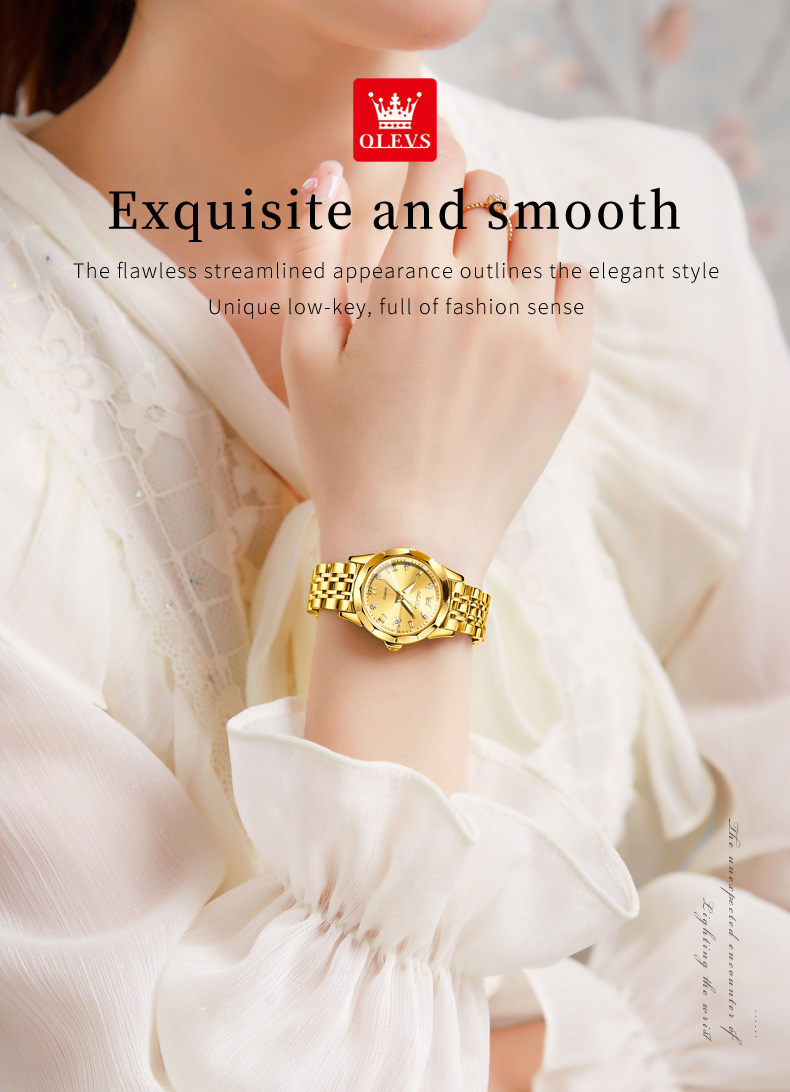 Picture of OLEVS 9931 Luxury Dimond Cut Glass Stainless Steel Analog Wrist Watch For Women