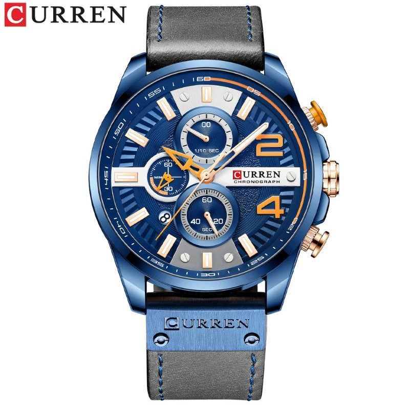 Picture of Curren 8393 Men Watch PU Leather Watch For Men- Blue & Ash