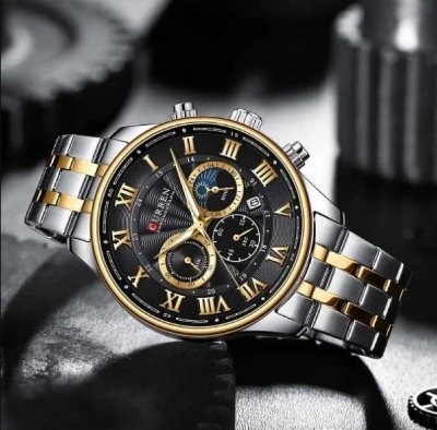 Picture of CURREN 8427 Stainless Steel Chronograph Watch for Men-Silver Golden & Black