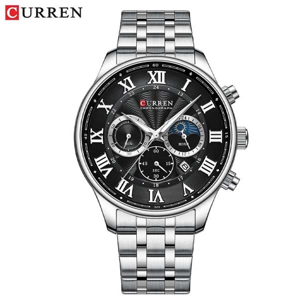 Picture of CURREN 8427 Stainless Steel Chronograph Watch for Men-Silver & Black