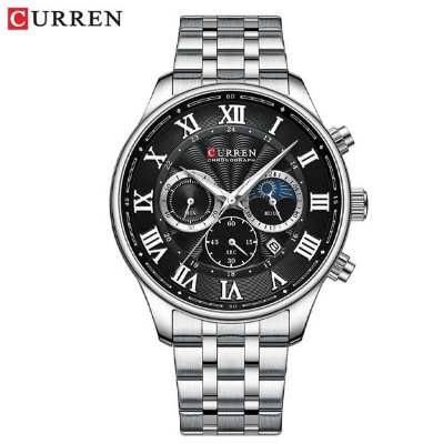 Picture of CURREN 8427 Stainless Steel Chronograph Watch for Men-Silver & Black