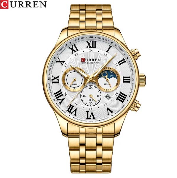 Picture of CURREN 8427 Stainless Steel Chronograph Watch for Men-Golden & White