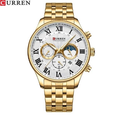 Picture of CURREN 8427 Stainless Steel Chronograph Watch for Men-Golden & White