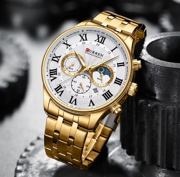 Picture of CURREN 8427 Stainless Steel Chronograph Watch for Men-Golden & White