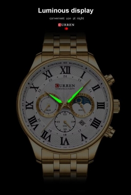 Picture of CURREN 8427 Stainless Steel Chronograph Watch for Men-Golden & White