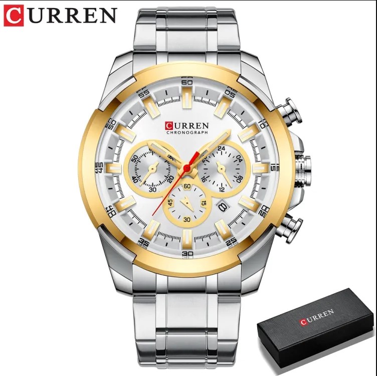 Picture of CURREN 8361 Stainless Steel Chronograph Watch for Men- Silver & Golden