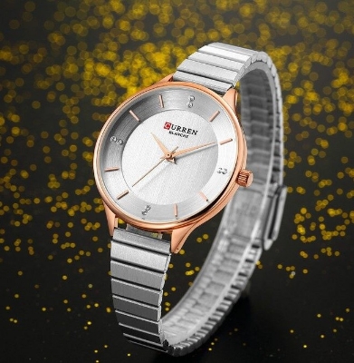 Picture of CURREN 9041 Stainless Steel Strap Fashion Ladies Wrist Watch-Silver & Rose