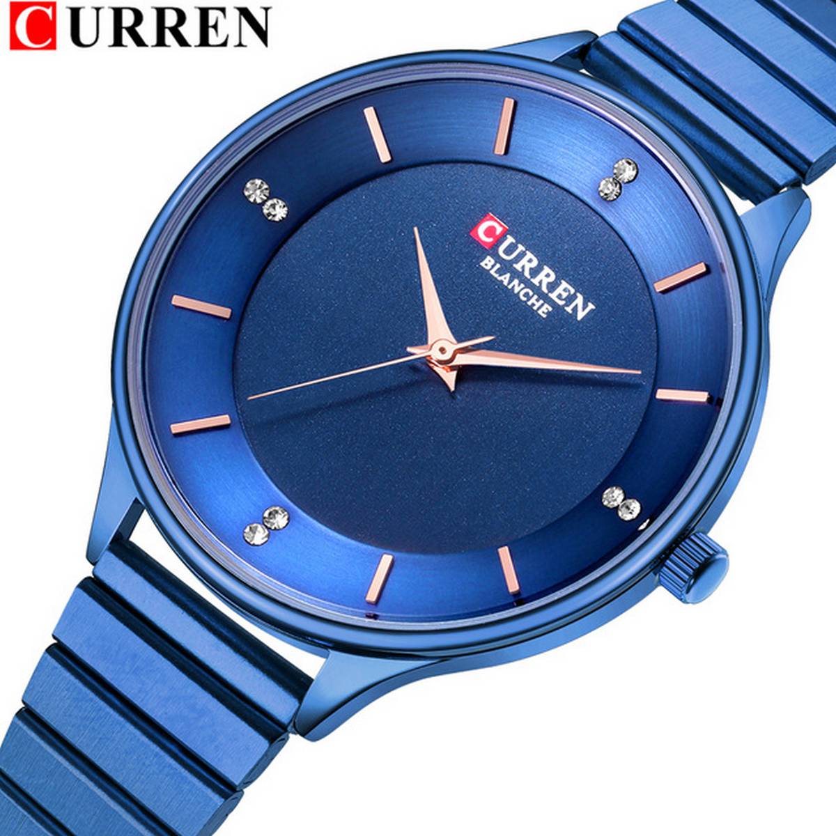 Picture of CURREN 9041 Stainless Steel Strap Fashion Ladies Wrist Watch- Royal Blue
