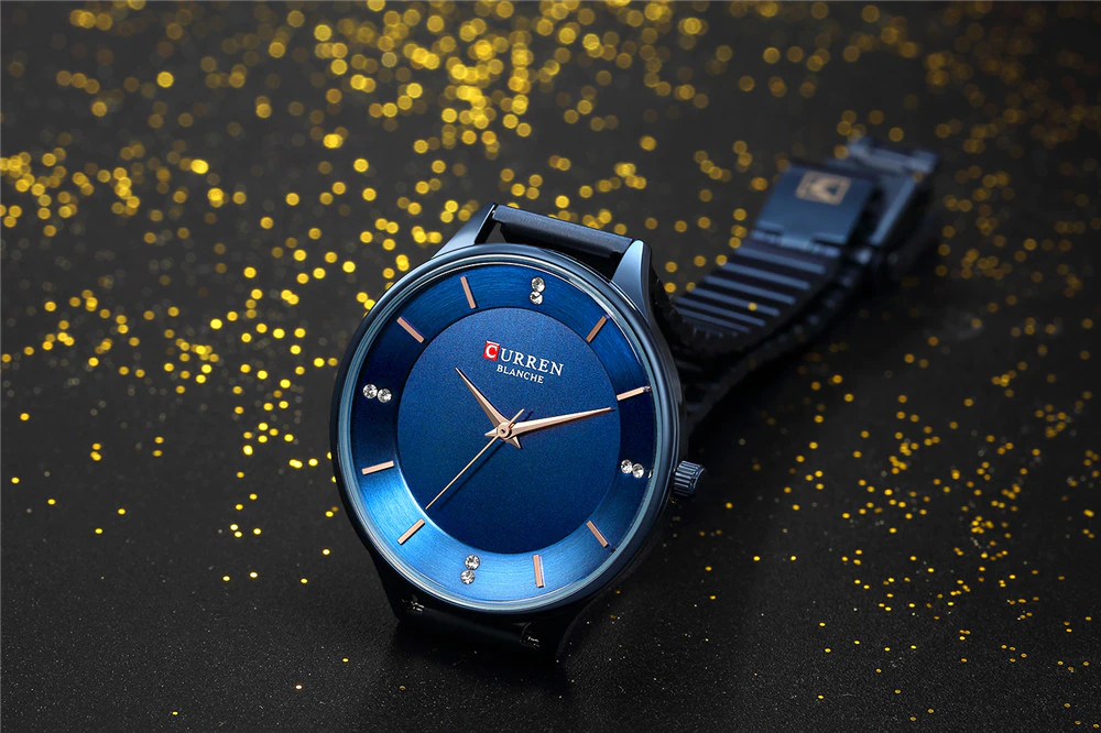 Picture of CURREN 9041 Stainless Steel Strap Fashion Ladies Wrist Watch- Royal Blue