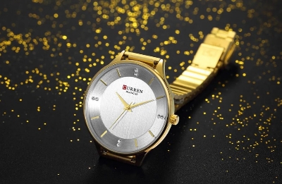 Picture of CURREN 9041 Stainless Steel Strap Fashion Ladies Wrist Watch- Golden & Silver