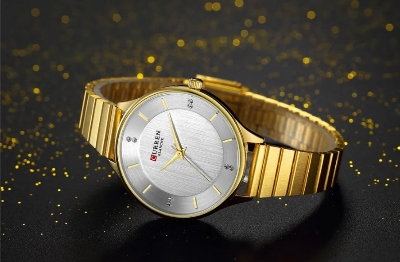 Picture of CURREN 9041 Stainless Steel Strap Fashion Ladies Wrist Watch- Golden & Silver