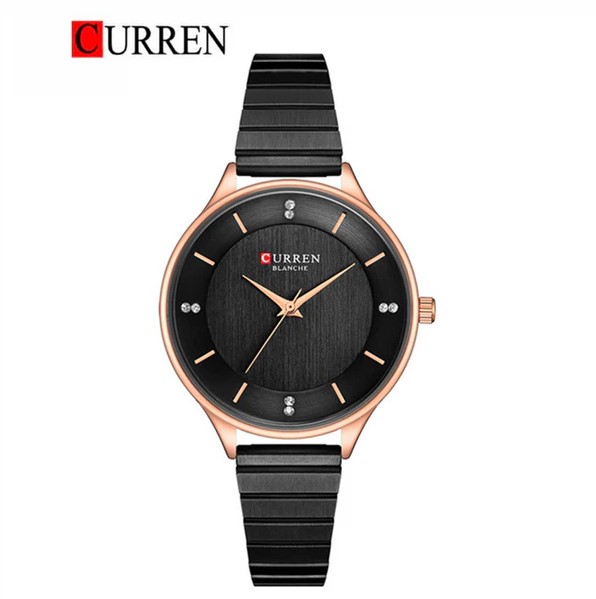 Picture of CURREN 9041 Stainless Steel Strap Fashion Ladies Wrist Watch- Black & RoseGold