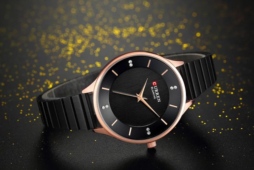 Picture of CURREN 9041 Stainless Steel Strap Fashion Ladies Wrist Watch- Black & RoseGold