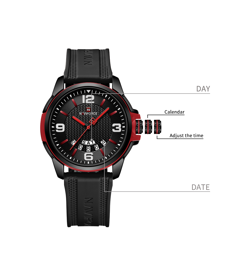 Picture of NAVIFORCE NF9215T Men’s Trendy Sports Waterproof Luminous Colorful Silicone Strap Youth Watch