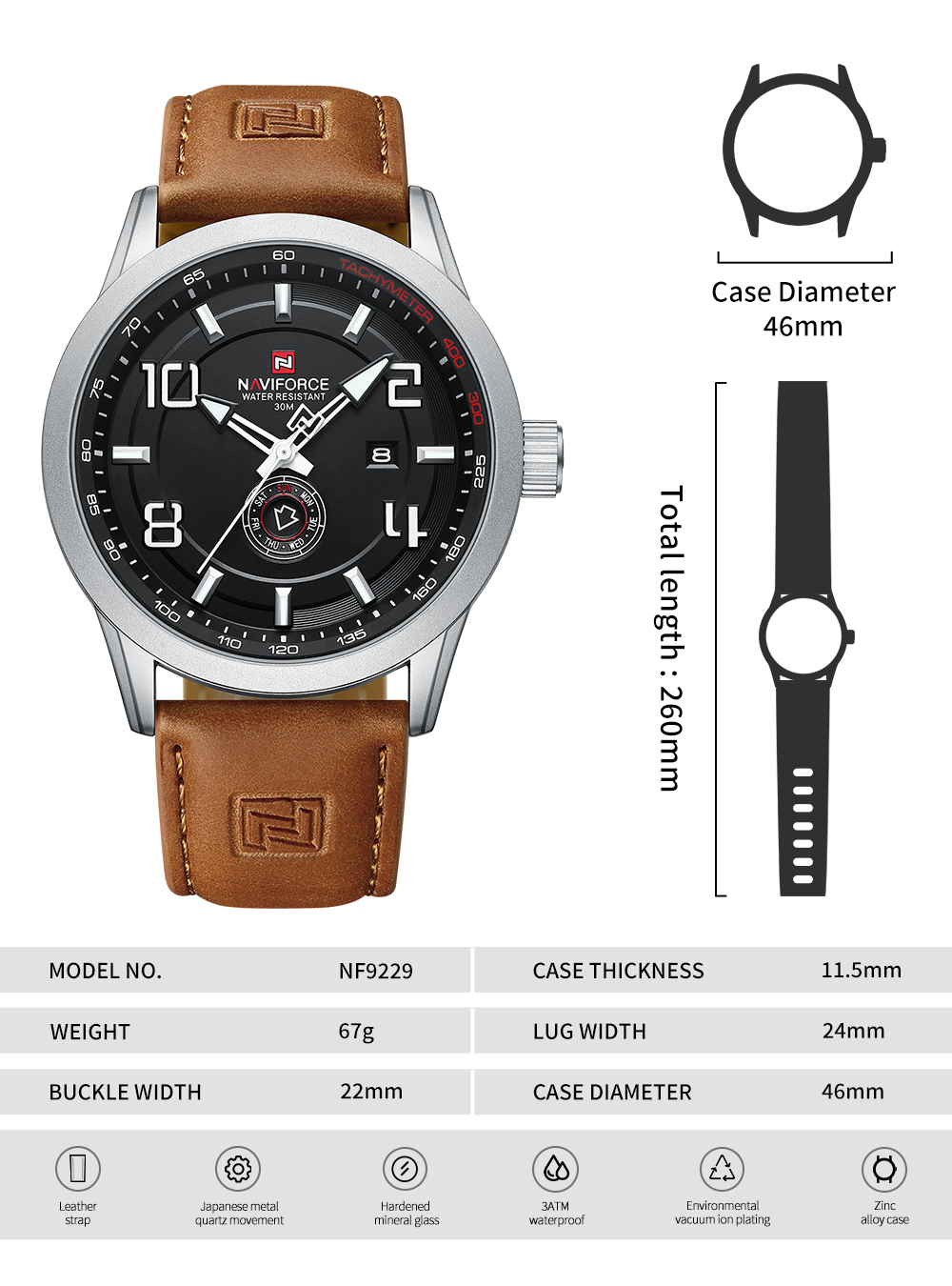 Picture of NAVIFORCE NF9229 Youth Retro Fashion Men’s Watch Trend Waterproof Sports Luminous Quartz Movement Commuter Wristwatch