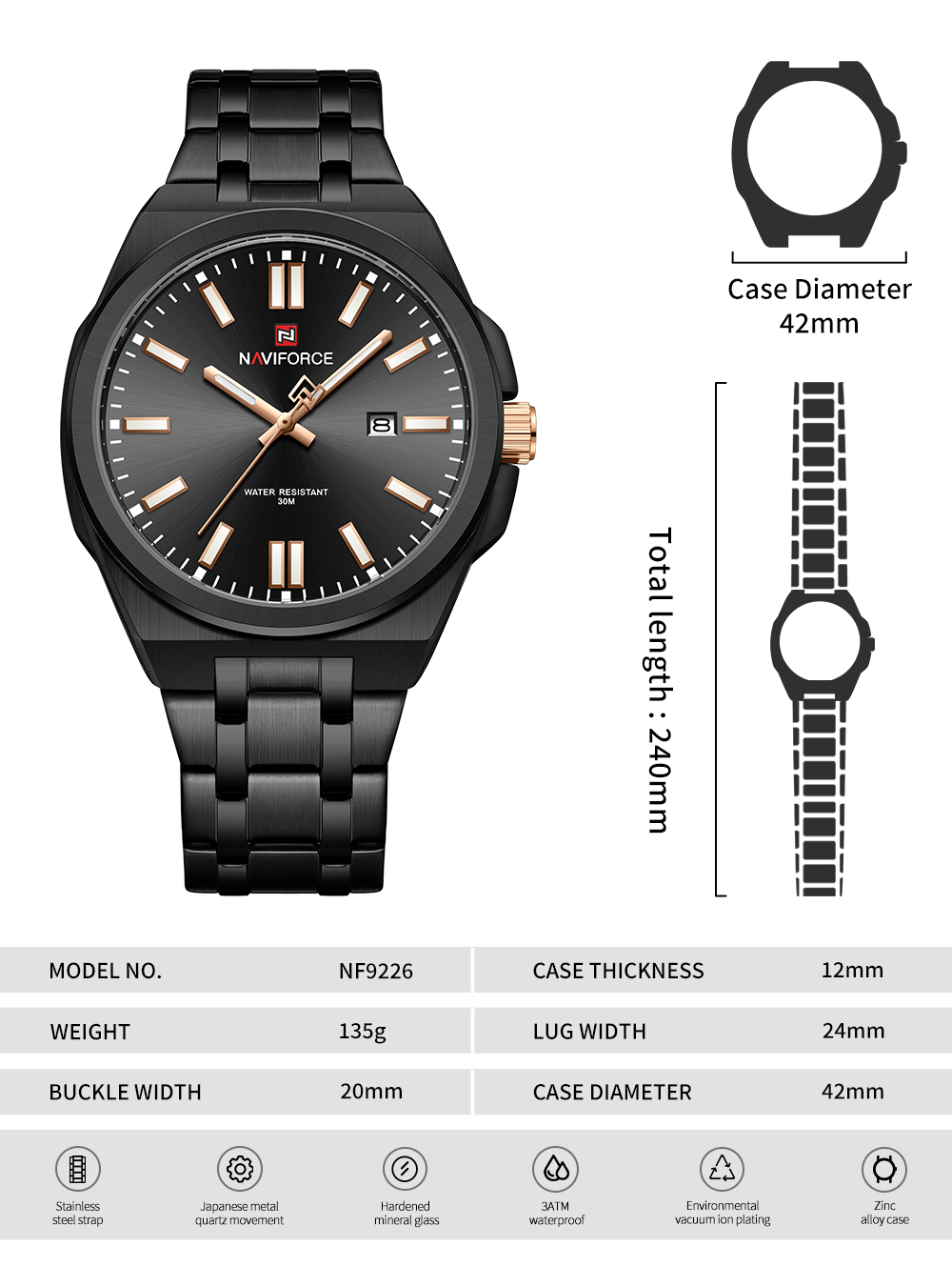 Picture of NAVIFORCE NF9226 Men’s Watch Simple Fashion Business Large Dial Luminous Waterproof High-quality Quartz Watch