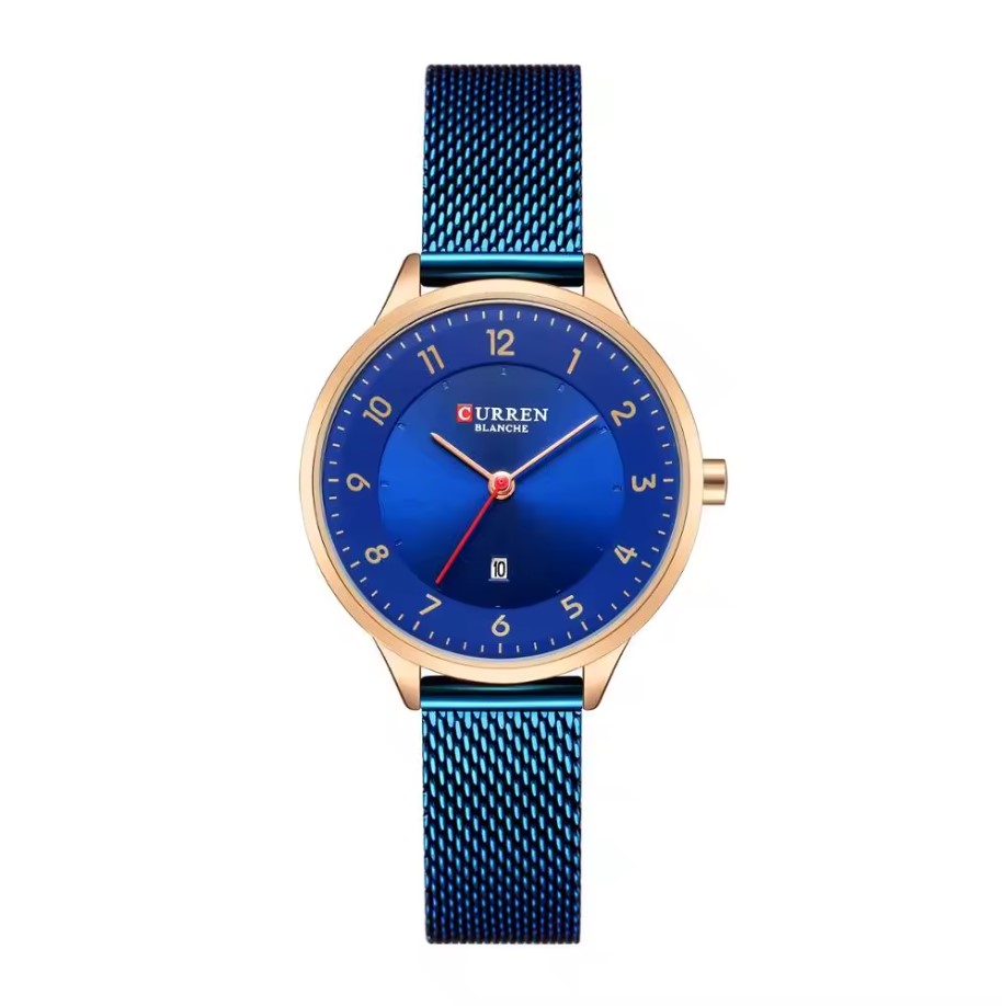 Picture of CURREN C9035 Stainless Steel Date Display Quartz Clock For Women - Royal Blue & Rose Gold