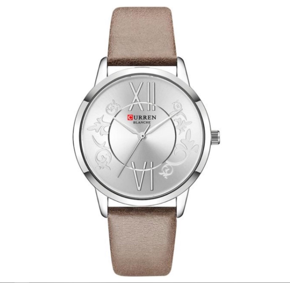 Picture of CURREN 9049 Leather Watch For Women -  Silver & Gray