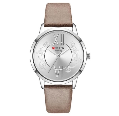 Picture of CURREN 9049 Leather Watch For Women -  Silver & Gray