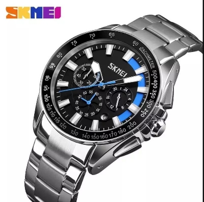 Picture of SKMEI 9167 Full Chronograph Stainless Steel Watch For Men - Silver & Black