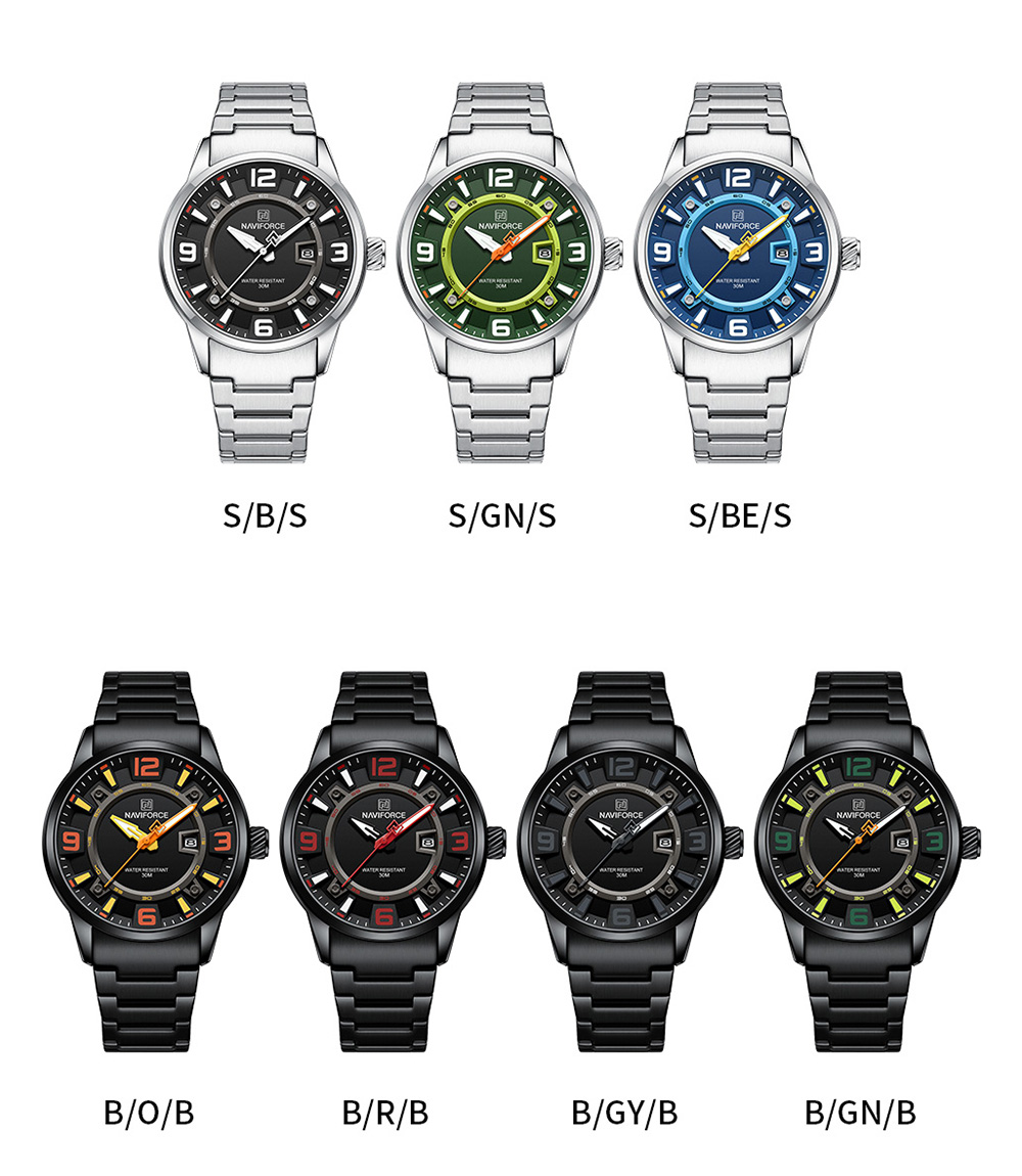Picture of NAVIFORCE NF8044 Luminous Waterproof 3D Fun Dial Trendy Stainless Steel Strap Quartz Men’s Watch