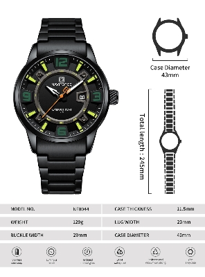 Picture of NAVIFORCE NF8044 Luminous Waterproof 3D Fun Dial Trendy Stainless Steel Strap Quartz Men’s Watch
