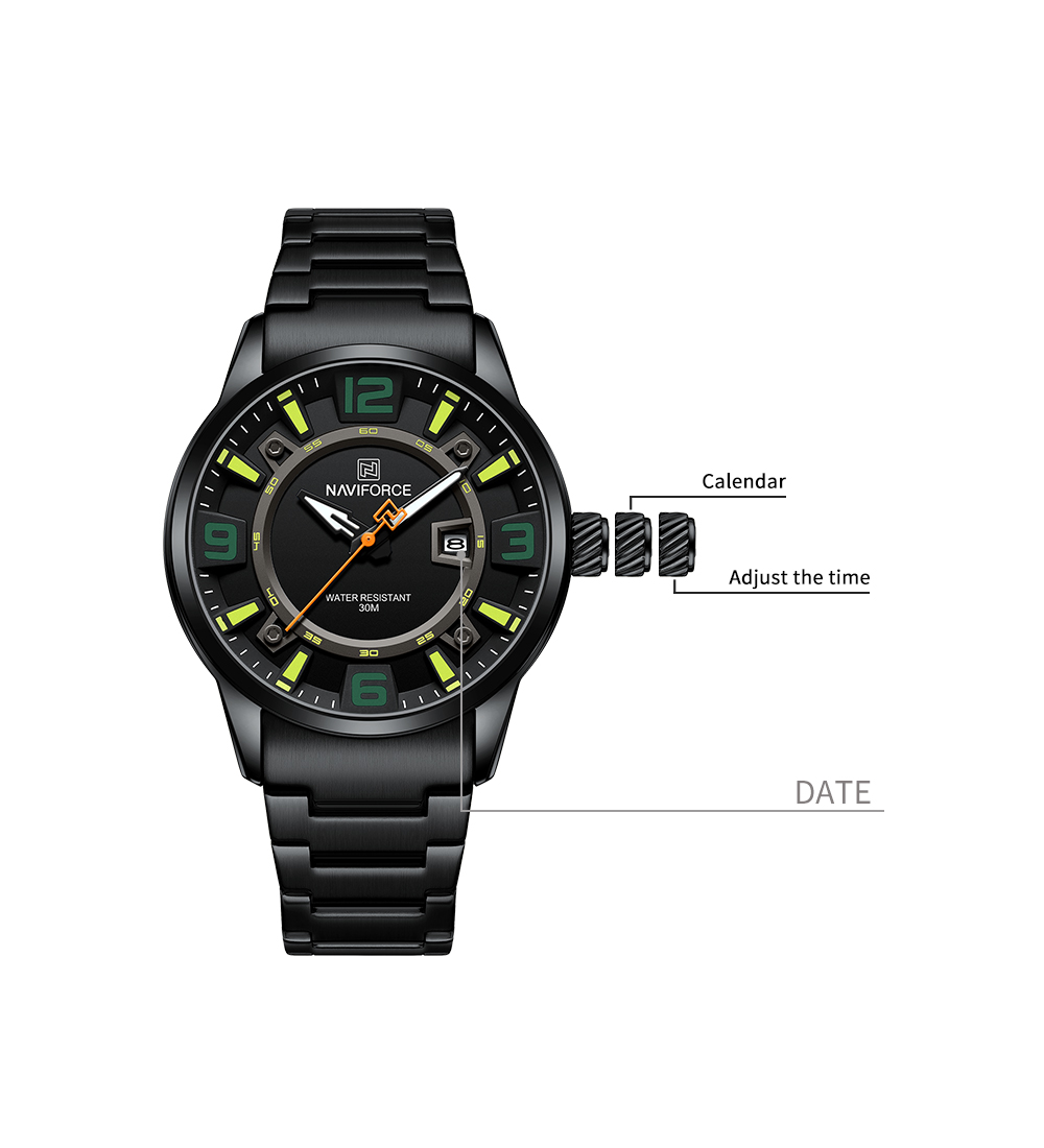 Picture of NAVIFORCE NF8044 Luminous Waterproof 3D Fun Dial Trendy Stainless Steel Strap Quartz Men’s Watch