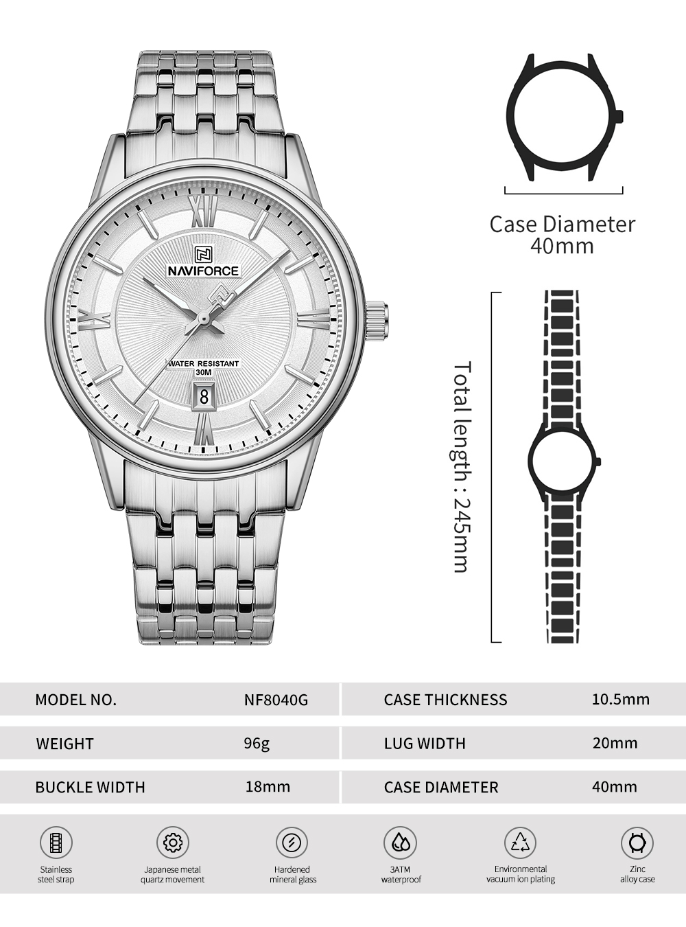 Picture of NAVIFORCE NF8040 Classic Exquisite High Quality Romantic Gift Stainless Steel Couple Watches