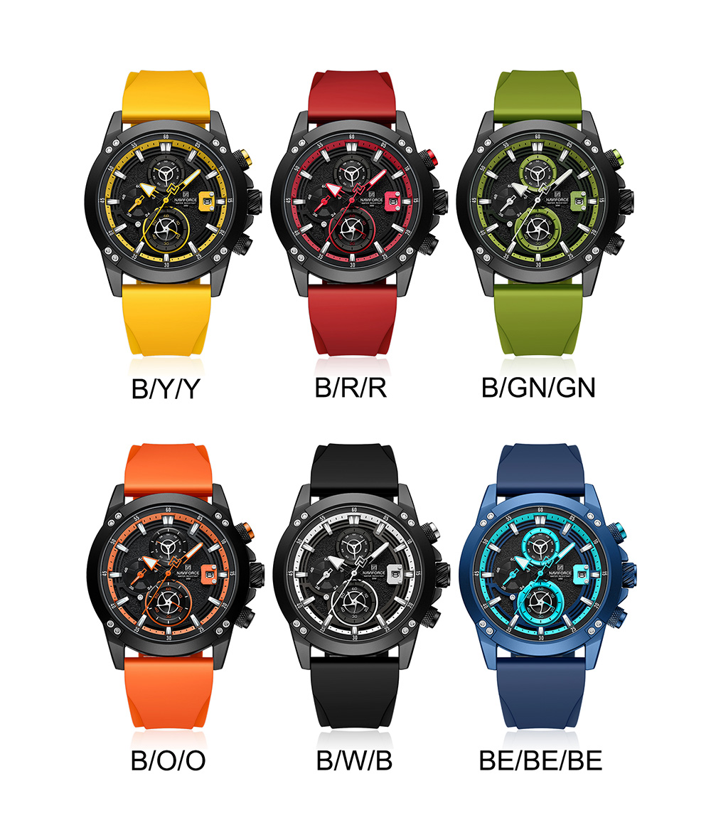 Picture of NAVIFORCE NF8033 Men’s Watch Youth Student Sports Trend Night Light Waterproof Silicone Strap Quartz Watch