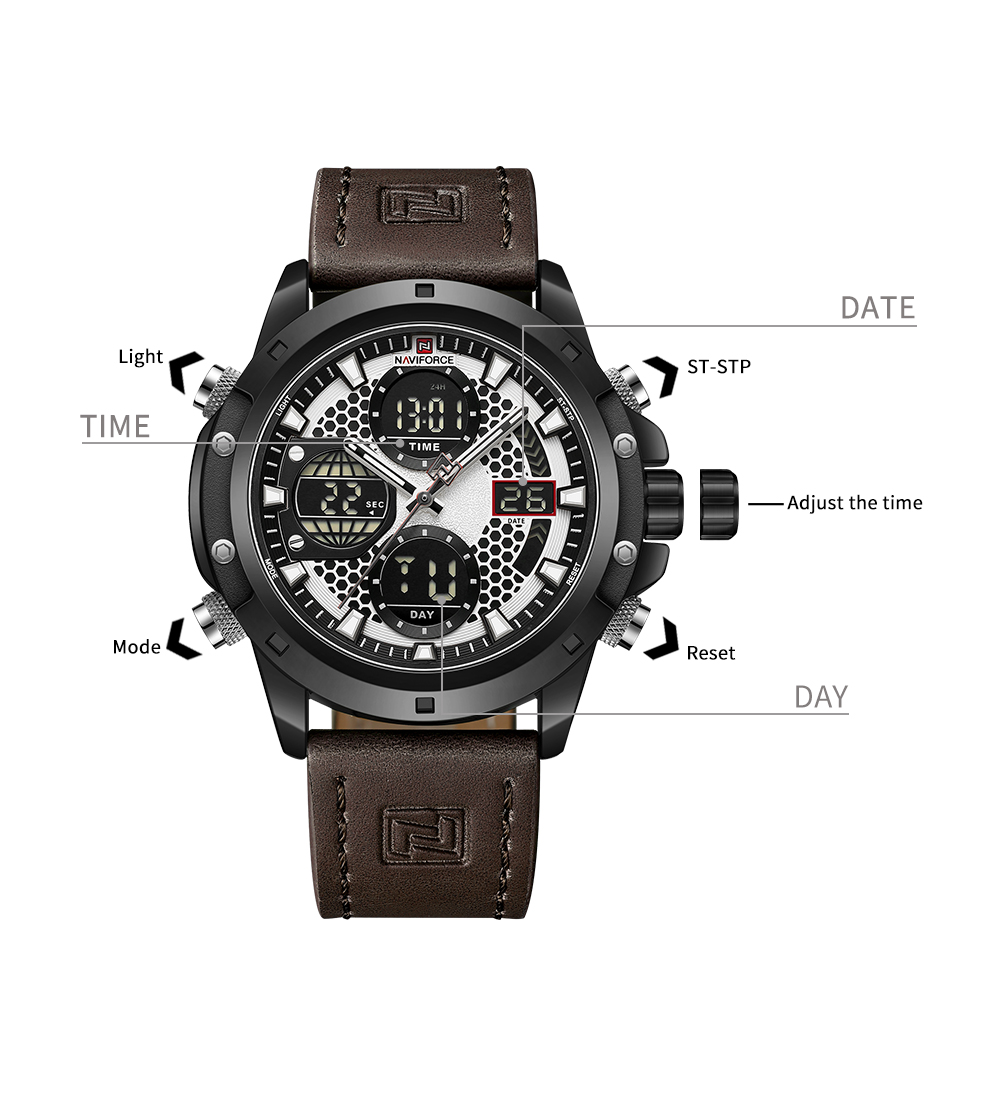 Picture of NAVIFORCE NF9225 Fashion Boutique High-Quality Men’s Multi-Function Genuine Leather Watch