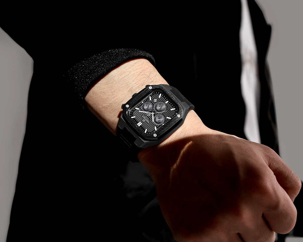 Picture of NAVIFORCE NF8037 Men’s Square Classic Big Face Chronograph Waterproof Luminous Silicone Strap Watch