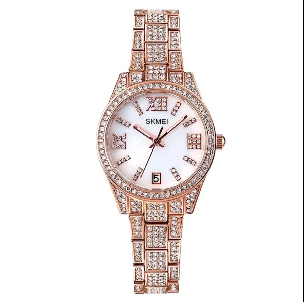 Picture of Skmei 1741 Stainless Steel Luxury Watches For Women- RoseGold & White