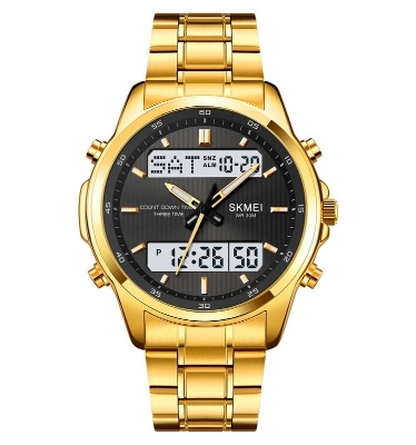 Picture of SKMEI SK2049 Stainless Steel Multifunctional Waterproof Watch Men- Golden & White