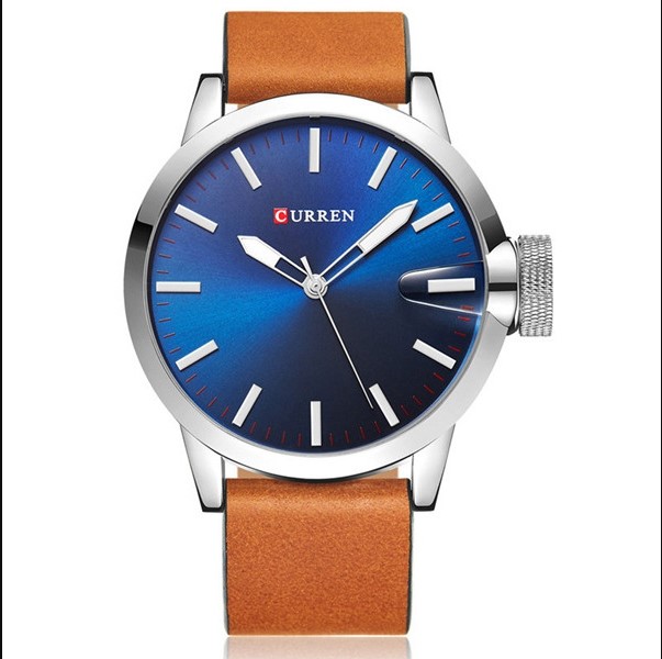 Picture of Curren C8208 Leather Strap Analog Watch For Men-Brown & Blue