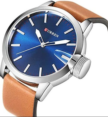 Picture of Curren C8208 Leather Strap Analog Watch For Men-Brown & Blue