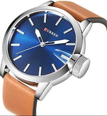 Picture of Curren C8208 Leather Strap Analog Watch For Men-Brown & Blue