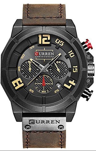 Picture of Curren C8287 Brown PU Leather Strap Watch For Men - Yellow