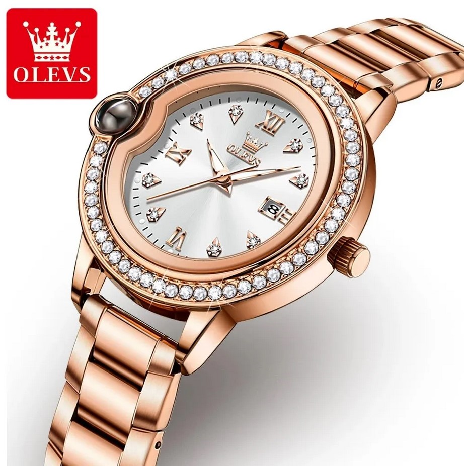 Picture of Olevs 5588L RoseGold Stainless Steel Analog Wrist Watch For Women - White & RoseGold