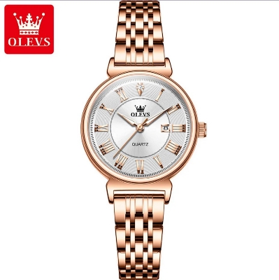 Picture of Olevs 9997L RoseGold Stainless Steel Analog Wrist Watch For Women - White & RoseGold