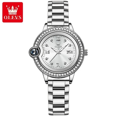 Picture of Olevs 5588L RoseGold Stainless Steel Analog Wrist Watch For Women - Silver