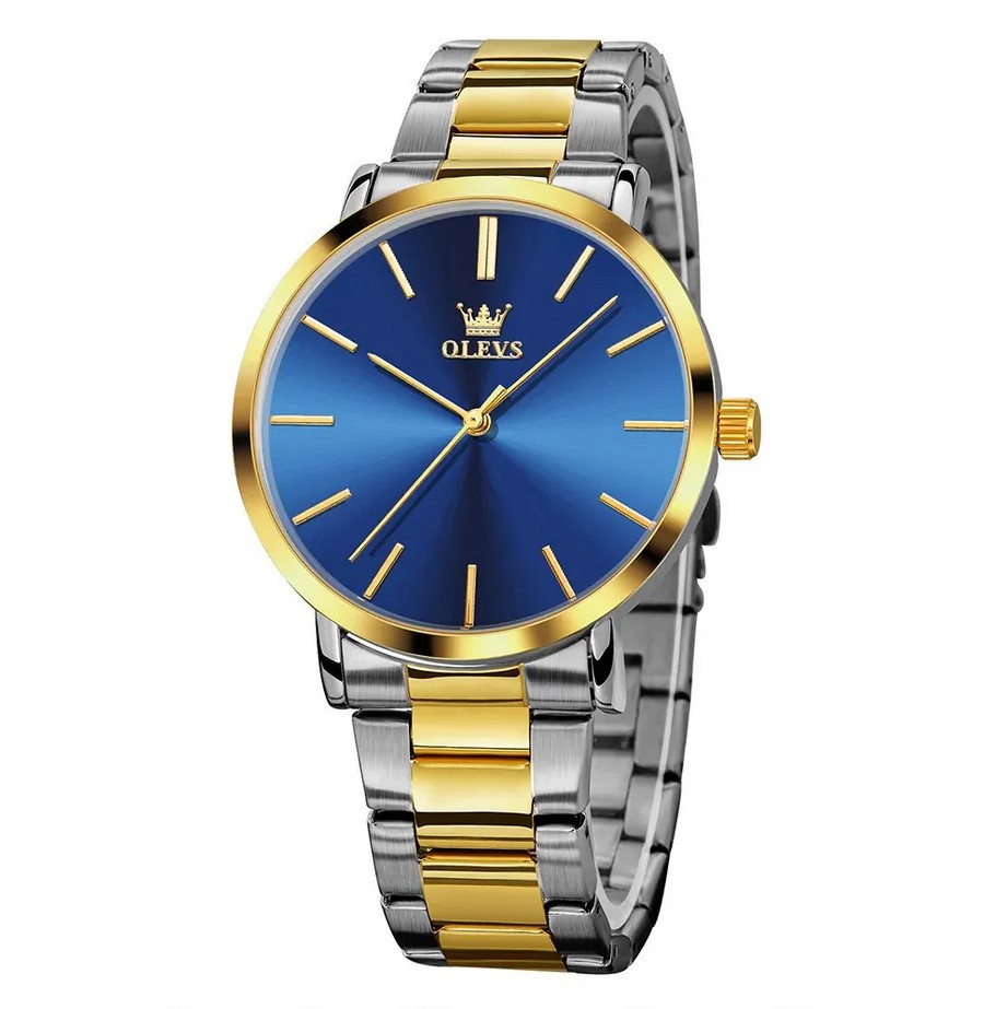 Picture of Olevs 701S Silver Stainless Steel Analog Wrist Watch For Men – RoyalBlue Silver & Golden