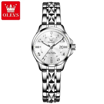 Picture of Olevs 2910L Silver Stainless Steel Analog Wrist Watch For Women - Silver