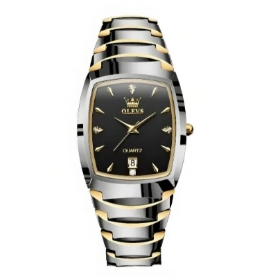Picture of Olevs 7006C Silver & Golden Tungsten Analoge Wrist Watch For Men - Black Silver & Golden