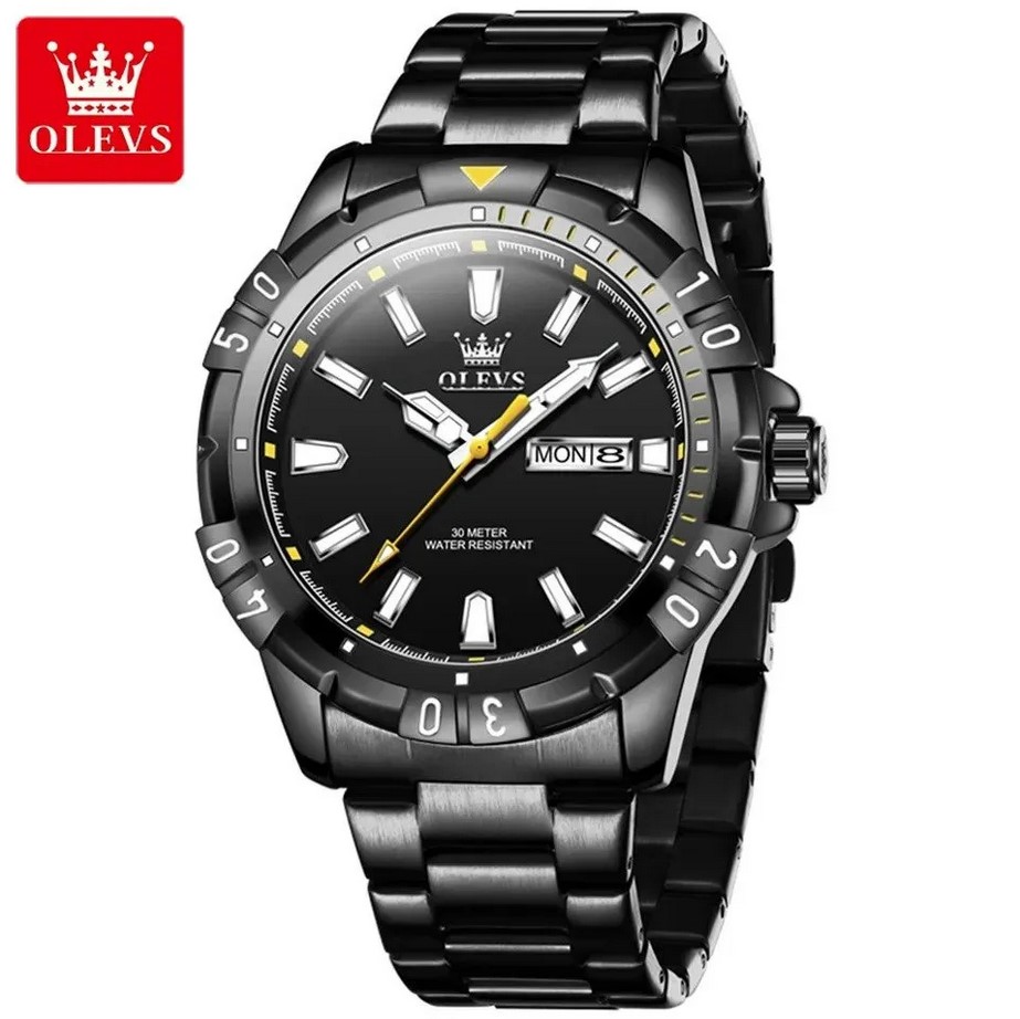 Picture of Olevs 5560S Black  Stainless Steel Analog Wrist Watch For Men - Black