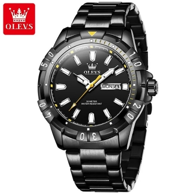 Picture of Olevs 5560S Black  Stainless Steel Analog Wrist Watch For Men - Black