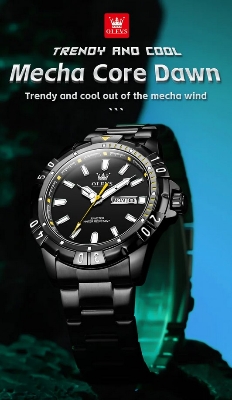 Picture of Olevs 5560S Black  Stainless Steel Analog Wrist Watch For Men - Black