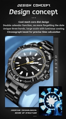 Picture of Olevs 5560S Black  Stainless Steel Analog Wrist Watch For Men - Black