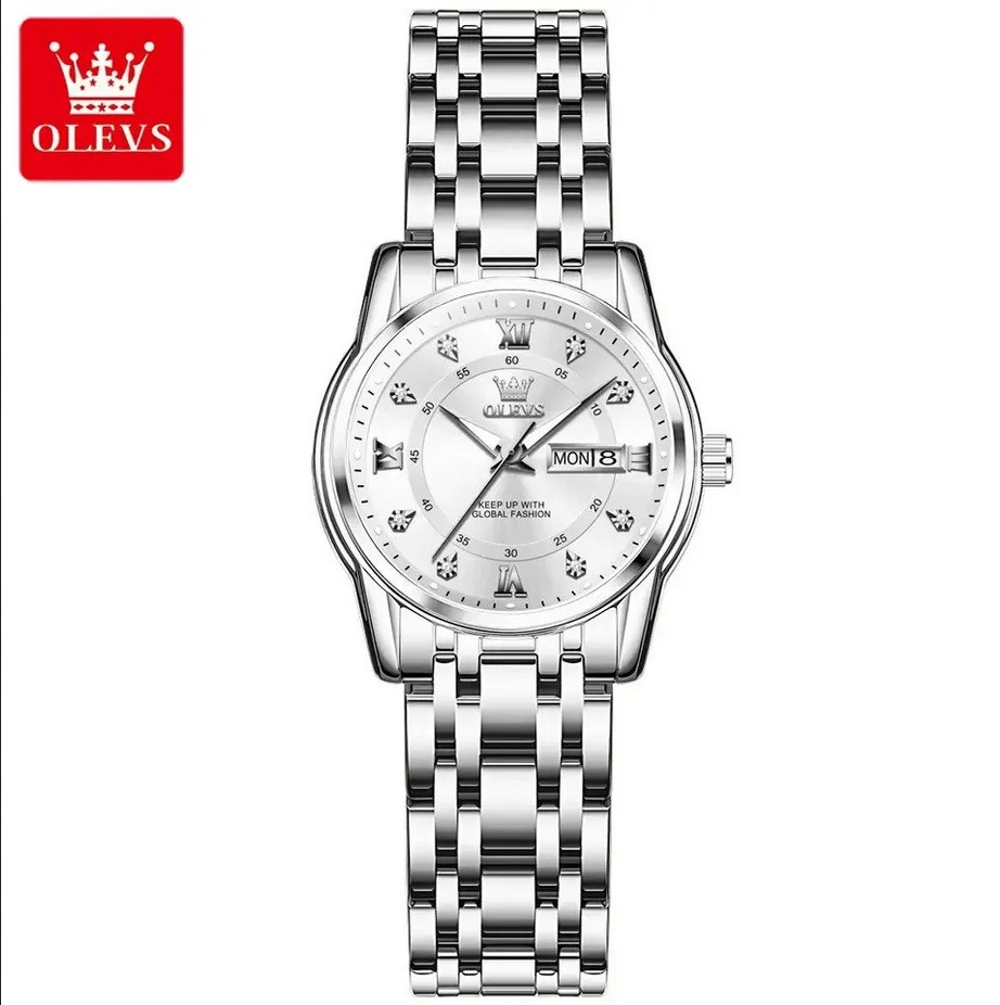 Picture of Olevs 5513L Silver Stainless Steel Analog Wrist Watch For Women - Silver