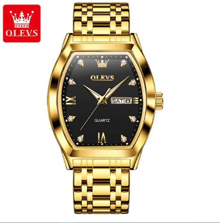 Picture of Olevs 5528S Golden Stainless Steel Analog Wrist Watch For Men - Black & Golden